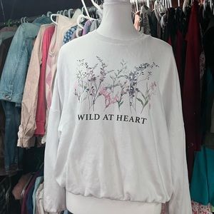 white floral crew neck